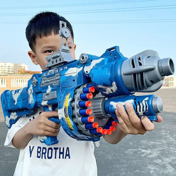 Electric multi-shot toy gun for children, soft bullet pistol, suitable for boys, Gatling-style, large child toy gift