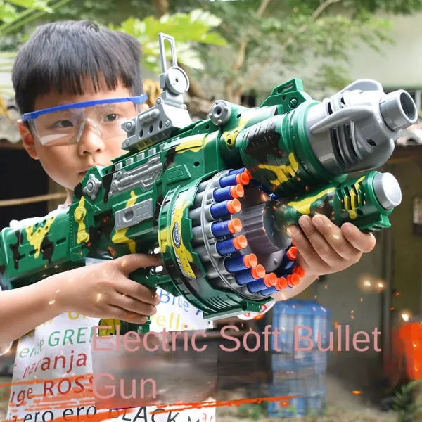 Electric multi-shot toy gun for children, soft bullet pistol, suitable for boys, Gatling-style, large child toy gift
