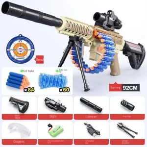 Electric Gatling-style soft projectile gun M416, boys' simulated automatic machine gun, children's Gatling assault sniper toy
